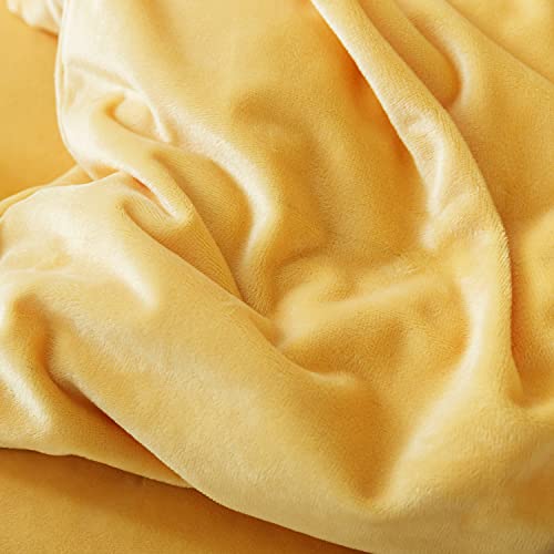  Velvet Duvet Cover Set Fluffy Bedding Set Plush Flannel Comforter Cover (Yellow, Queen)