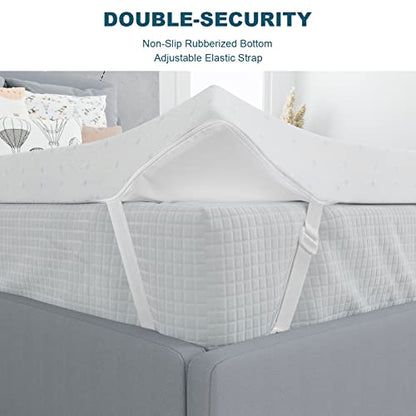  Twin XL Mattress Topper, Mattress Topper Twin Extra Long, Ferlizer 3 Inch Memory Foam Mattress Topper Twin XL For College Dorm With Removable Bamboo Cover And Straps