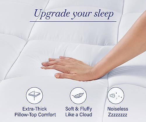 Extra Thick Twin XL Mattress Topper, Plush Pillow Top Mattress Topper For Extra Long Bed, Very Thick Mattress Pad Cover