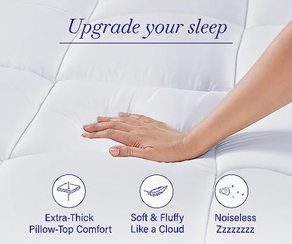  Extra Thick Twin XL Mattress Topper, Plush Pillow Top Mattress Topper For Extra Long Bed, Very Thick Mattress Pad Cover