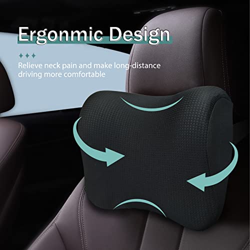  Super Fit Car Headrest Pillow, Car Pillow For Driving With Adjustable Strap, 100% Memory Foam Neck Pillow, Breathable Removable Cover & Ergonomic Design - Softness Travel Car Neck Pillow(Black, 1P)