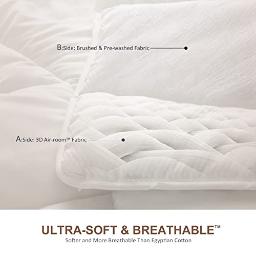  Oaken-Cat Down Alternative Comforter, All Seasons Ergonomic Full/Queen Bed Comforter - Ultra-Soft Plush Cloud Fluffy Microfiber Quilted Medium Warm Duvet Insert, White