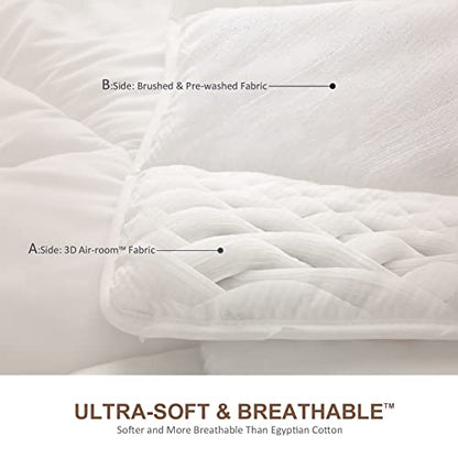  Oaken-Cat Down Alternative Comforter, All Seasons Ergonomic Full/Queen Bed Comforter - Ultra-Soft Plush Cloud Fluffy Microfiber Quilted Medium Warm Duvet Insert, White