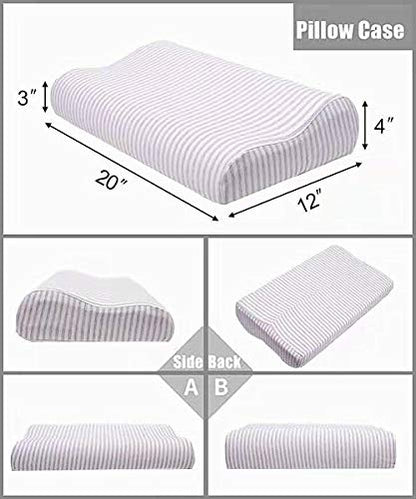  Eucoz Replacement Pillow Case For Contour Pillow,Zippered Pillow Cover For Memory Foam Neck Pillow,Soft Cotton Pillow Protector For Neck Cervical Pillow,Latex Pillow