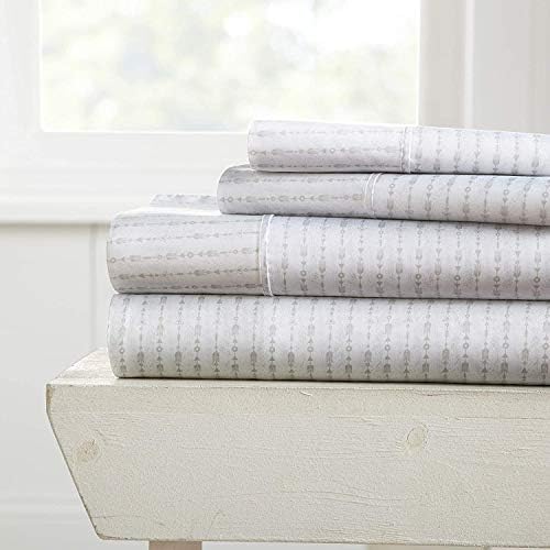  Linen Market Premium My Heart Pattern 4 Piece Bed Sheet Set, Full, Light Gray
