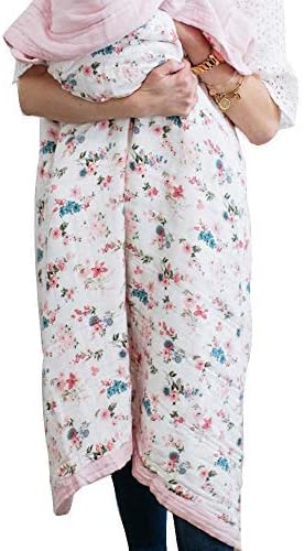  GRACED SOFT LUXURIES Softest Gentle Large Muslin Quilt, 47" X 47" Muslin Baby Receiving Blanket (Pastel Floral)
