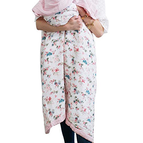  GRACED SOFT LUXURIES Softest Gentle Large Muslin Quilt, 47" X 47" Muslin Baby Receiving Blanket (Pastel Floral)