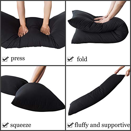  Body Pillow With Pillowcase-Soft Long Bed Pillow For Adults-Breathable Full Body Pillow Insert For Sleeping,20x54inches-Black