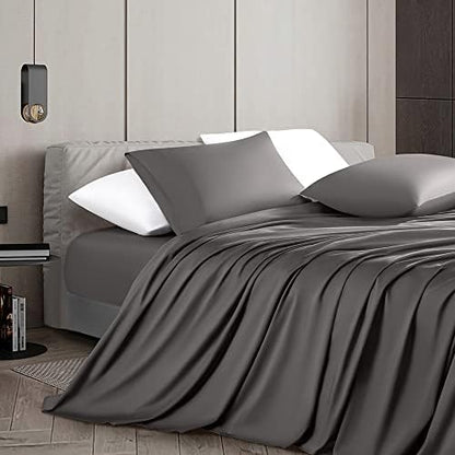  100% Cotton Queen Size Sheets Set - 1000 Thread Count，Luxury Egyptian Cotton Bed Sheets，Breathable & Smooth Hotel Sheets, 16 Inch Deep Pocket - 4 Piece (Queen, Black)