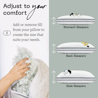  Eden Pillow Queen Size Bed Pillow For Sleeping - Medium Soft Memory Foam Pillows Cooling Gel - Back, Stomach And Side Sleeper Pillow - CertiPUR-US/GREENGUARD Gold