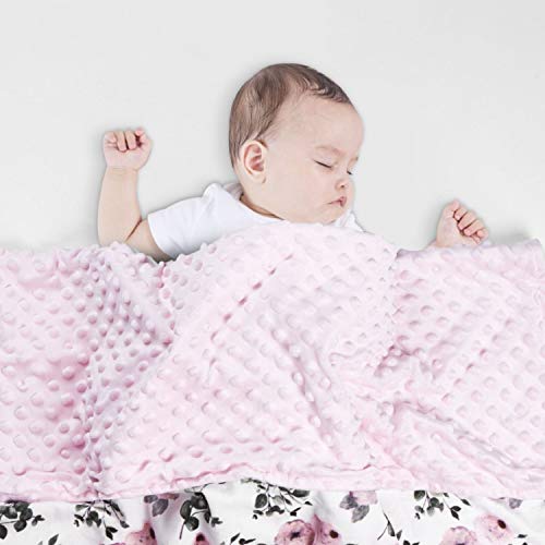  Giggle Angel Baby Plush Minky Blanket Double Layer With Dotted Backing For Baby Girl Or Baby Boy (Water Floral Pattern)