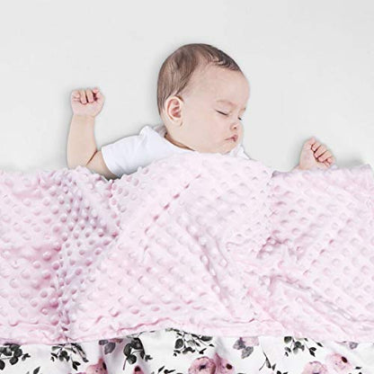  Giggle Angel Baby Plush Minky Blanket Double Layer With Dotted Backing For Baby Girl Or Baby Boy (Water Floral Pattern)