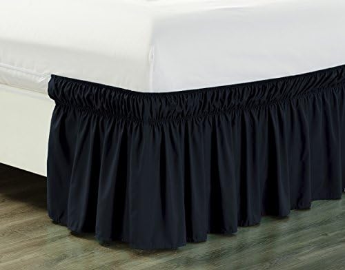  Wrap Around 18" Inch Fall White Ruffled Elastic Solid Bed Skirt Fits All Twin And Full Size Bedding High Thread Count Microfiber Dust Ruffle, Silky Soft & Wrinkle Free.