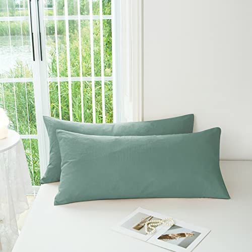  Super Soft Pillowcase - Washed Microfiber Lightweight Pillow Cases Body Size Sage Green 1PCS, Easy Care And Fade Resistant Stain Resistant 20x54 Inches