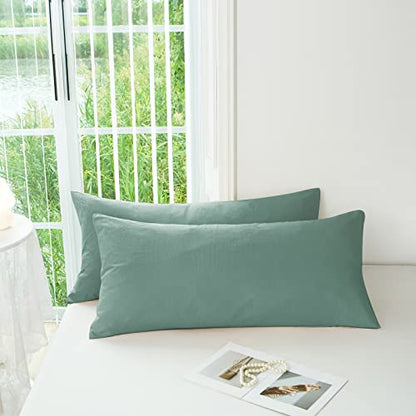  Super Soft Pillowcase - Washed Microfiber Lightweight Pillow Cases Body Size Sage Green 1PCS, Easy Care And Fade Resistant Stain Resistant 20x54 Inches