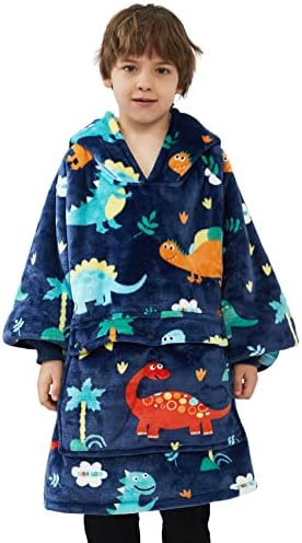  NOUKOW Wearable Blanket Hoodie Oversized Sherpa Blanket Sweatshirt Flannel Sweater Blanket With Large Pocket