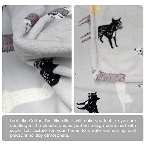 Cozy Bliss Dachshunds Throw Blanket French Bulldog Print Throw Border Collie Dog Print Blanket Ultra Soft Warm Lightweight Plush Blanket For Dog Lovers, Sitting Poodle 50"x60"