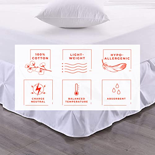  Pinch Pleated Split Corner Bed Skirt 100% Egyptian Cotton 600 Thread Count 15 Inch Drop Luxurious Decorative & Easy To Wash Wrinkle & Fade Resistant (King, White)