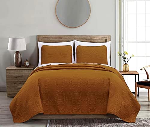  Austin 3-Piece Oversized Bedspread Coverlet Set (King, Khaki)