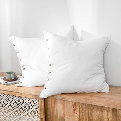  100% Linen Euro Shams With White Trim Inserted Edges 26x26 Inch Stone Washed Pillow Cover Set Of 2 Basic Style Cushion Covers,Rust