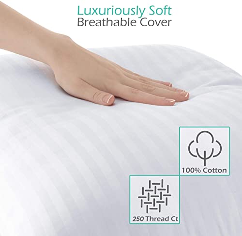  Bed Pillows For Sleeping - Down Alternative Sleep Pillows King Size Set Of 2-100% Cotton Pillow With Polyester Fiber Filling - Soft And Fluffy Pillow 20x 36 Inches