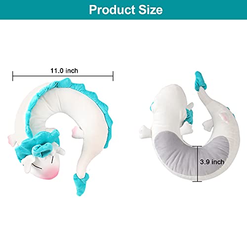  Tieesa White Dragon U Pillow-Anime Cute White Dragon Neck Pillow U-Shaped Travel Pillow Lovely Dragon Soft Stuffed Plush Toy For Children, Lovers, Friends