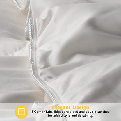  All Season Goose Down Comforter Corner Tabs-Baffle Box Design Duvet Insert Queen Size-Ultra Soft 750 Fill Power 46 Oz Feather Down Fill-Hotel Collection-Medium Warmth (90x90, White)