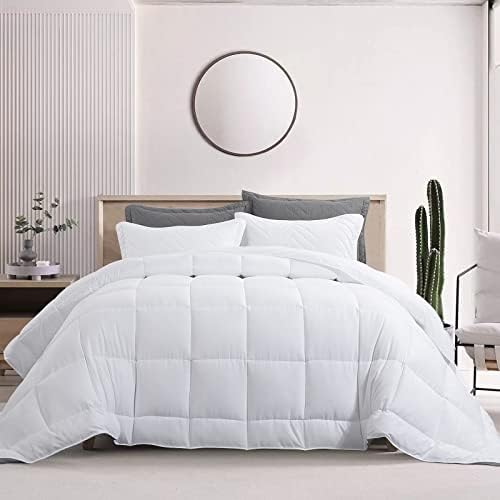  Fluffy Oversized King 120x120 Comforter Warm Down Alternative Comforter Duvet Insert With Duvet Cover For All Season, 8 Corner Tabs