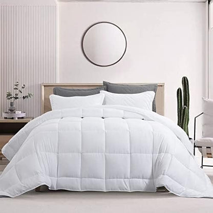  Fluffy Oversized King 120x120 Comforter Warm Down Alternative Comforter Duvet Insert With Duvet Cover For All Season, 8 Corner Tabs
