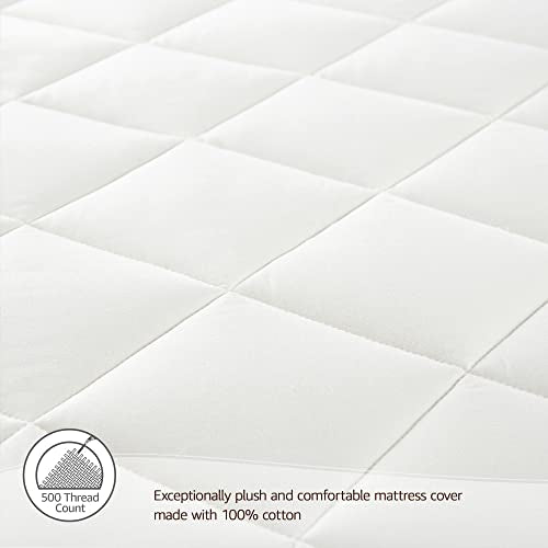  Luxury Quilted Mattress Cover - Exquisite Softness 100% Organic Cotton Mattress Protector - GOTS Certified Breathable Protective Bedding With 17-Inch Deep Pocket (Full, Pure White)