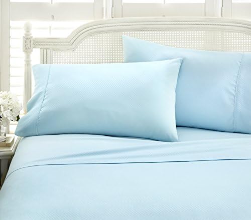  Ienjoy Home Hotel Collection Embossed Chevron 4 Piece Sheet Set, Queen, Ivory (BLL-CHEV-Queen-Ivory)