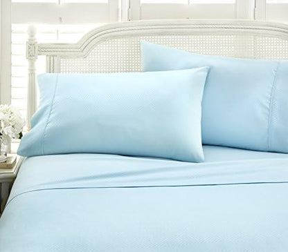  Ienjoy Home Hotel Collection Embossed Chevron 4 Piece Sheet Set, Queen, Ivory (BLL-CHEV-Queen-Ivory)