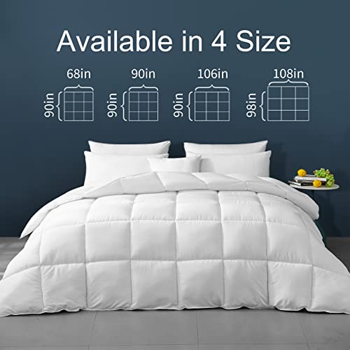  Queen Comforter Duvet Insert White Comforters All Season Alternative Comforter Machine Washable Soft Brushed Microfiber Bedding Comforter With Corner Tabs 90X90Inches 46oz