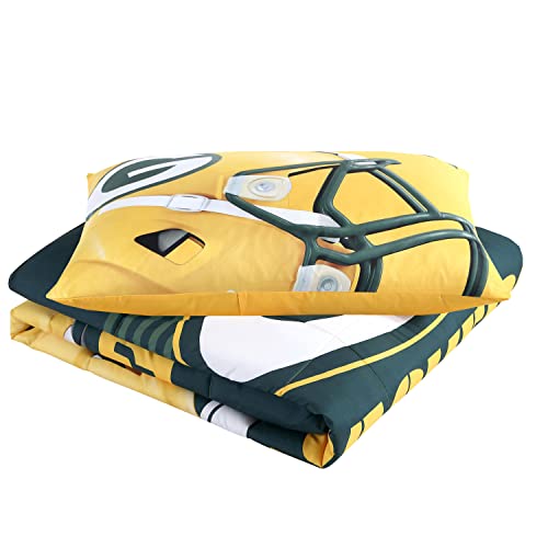 Sweet Home Collection NFL Bedding Comforter Set Officially Licensed Luxurious Down Alternative With Shams Team Print, Green Bay Packers, Twin/Twin XL
