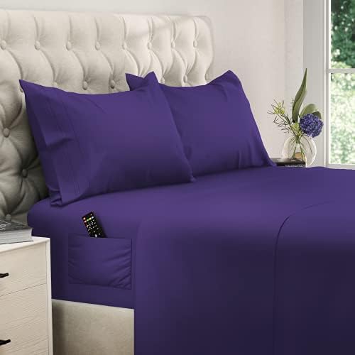  DREAMCARE Twin XL Sheets 4pcs XL Twin Sheet Set Twin XL Fitted Sheet Extra Long Twin SheetsSoft & Long Lasting 100% Fine Brushed Microfiber Polyester With Side Pocket, Gray