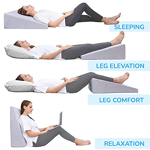  RECCI Bed Wedge Pillow With Memory Foam Top, Back Wedge Pillow For Bed, Wedge Pillow For Sleeping And Acid Reflux, Anti Snoring, Gerd Pillow, Reading Pillow Bed Wedge With Removable Cover (8.5-Inch)
