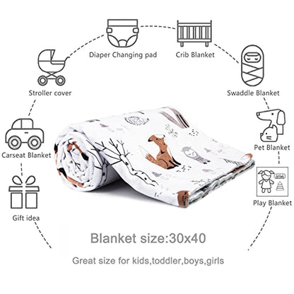  HOMRITAR Baby Blanket For Boys Girls Soft Plush Minky Blanket With Double Layer Dotted Backing For Toddler With Forest Foxes Multicolor Printed 30 X 40 Inch(75x100cm)