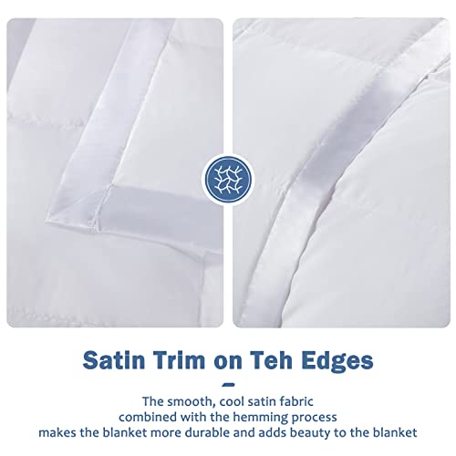  Down Blanket King Size | Extra Lightweight Summer Cooling Bed Comforter | 90% Real Goose Down Quilt, Noiseless & Extra Soft Thin Duvet With Satin Trim, 425 Thread Count, White