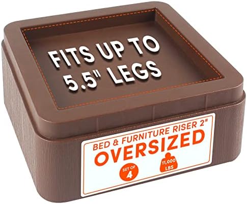  DEDU Oversized Bed Risers Heavy Duty Stackable 4 Pack, Furniture Risers For Sofas 3 Inch Or 6 Inch Supports Up To 11000 Lbs, Square Bed Raising Blocks Fits 5.5 Inch Wide Desk Or Couch (Black)