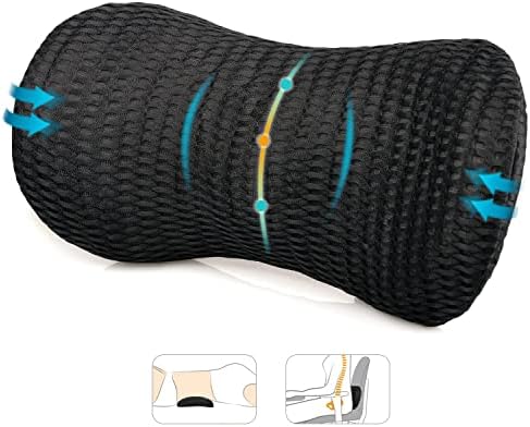  Lumbar Support Pillow, Agokud Back Pillow For Office Chair And Car Seat, Memory Foam Back Support Pillow For Lower Back Pain Relief, Adjustable Lumbar Pillow For Sleeping, Rest