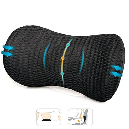  Lumbar Support Pillow, Agokud Back Pillow For Office Chair And Car Seat, Memory Foam Back Support Pillow For Lower Back Pain Relief, Adjustable Lumbar Pillow For Sleeping, Rest