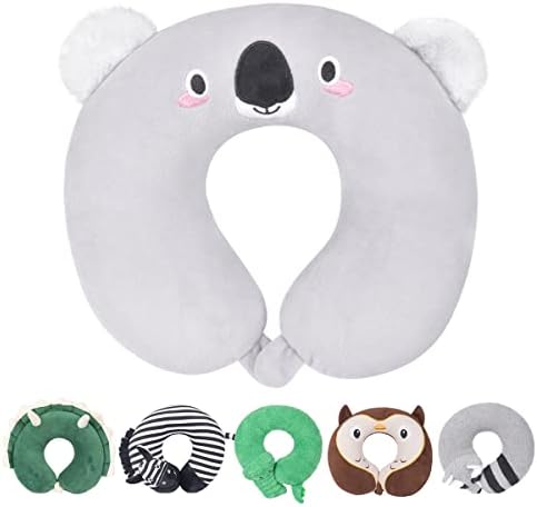  H HOMEWINS Travel Pillow For Kids Toddlers - Soft Neck Head Chin Support Pillow,Cute Animal In Any Sitting Position For Airplane,Car,Train,Machine Washable,Children Gifts (Green Dinosaur)