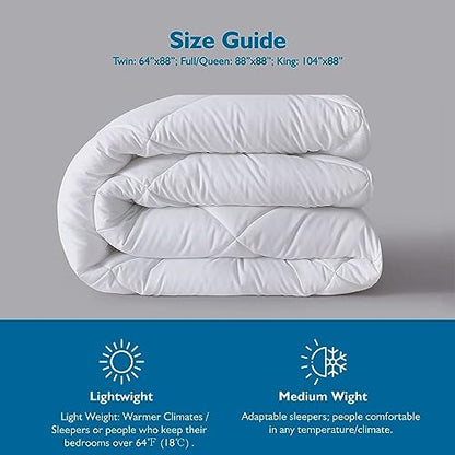  Dafinner Lightweight Full Queen Bed Comforter, Cooling All-Season Duvet Insert, White Plush Bio-Base Down Alternative Quilt Bed Blanket For Summer Warm Weathers/Hot Sleepers
