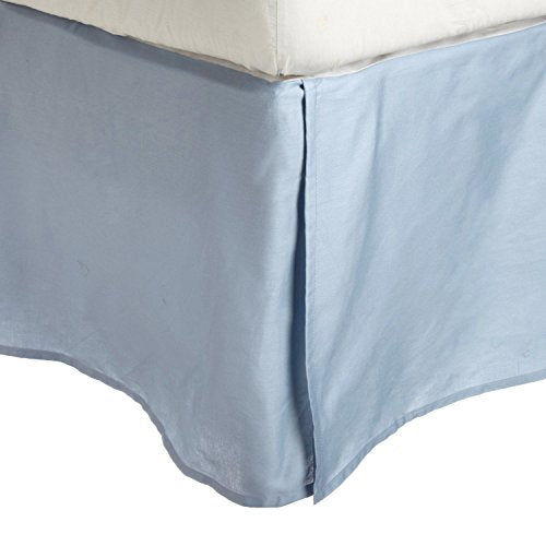 Superior 100% Brushed Microfiber Bed Skirt, Queen, Light Blue, Wrinkle Resistant, Pleated Corners