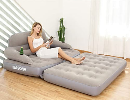  Inflatable Chair Air Couch With Air Pump, Camping Air Mattress Blow Up Inflatable Sofa Bed With Backrest, Multi-Mode Use, Easy To Storage