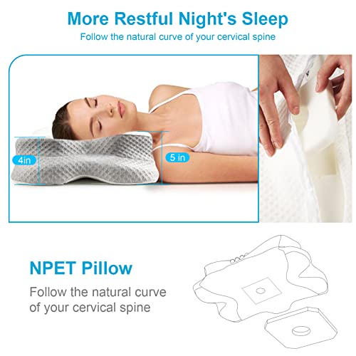  NPET Cervical Pillow For Neck Pain Relief, Hollow Design Ergonomic Memory Foam Pillow With Skin-Friendly Pillowcase, Adjustable Cervical Support For A Restful Night's Sleep