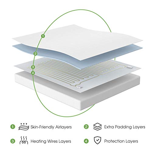  King Size Electric Zoned Heated Mattress Pad Cover Dual Control,Heating Blanket With Timer,Adjustable 1-12 Hours Auto Shut Off, 10 Heat Settings