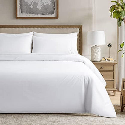  1200 Thread Count Cotton King Size Sheets, Luxury 5-Star Hotel 100% Egyptian Cotton Sheets Set, Sateen Weave For Soft Feel, Fits Mattress Upto 16" DEEP Pocket - 4 Piece(White, King)