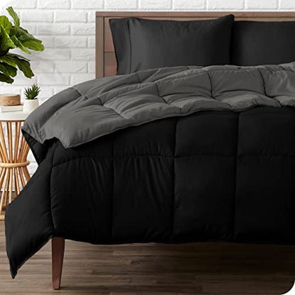  Bare Home Full Comforter - Reversible Colors - Goose Down Alternative - Ultra-Soft - Premium 1800 Series - All Season Warmth - Bedding Comforter (Full, Black/Grey)