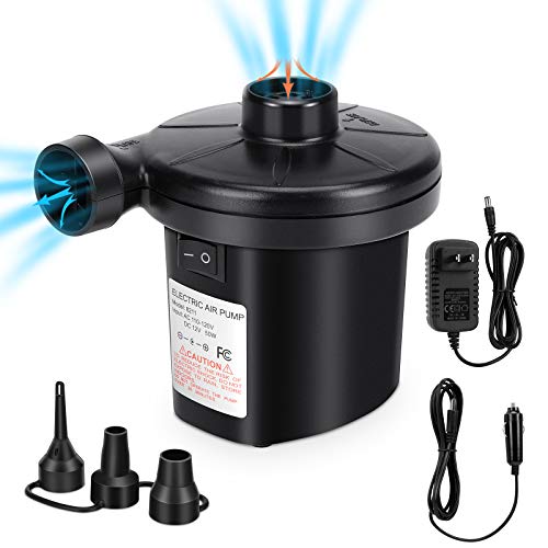  Electric Pump, PULIDIKI Air Pump For Inflatables Air Mattress Pump With 3 Nozzles Inflator/Deflator Portable Quick Air Pump For Camping Inflatables, Air Mattress Bed, Air Sofa, Pool Toys AC/DC (50W)